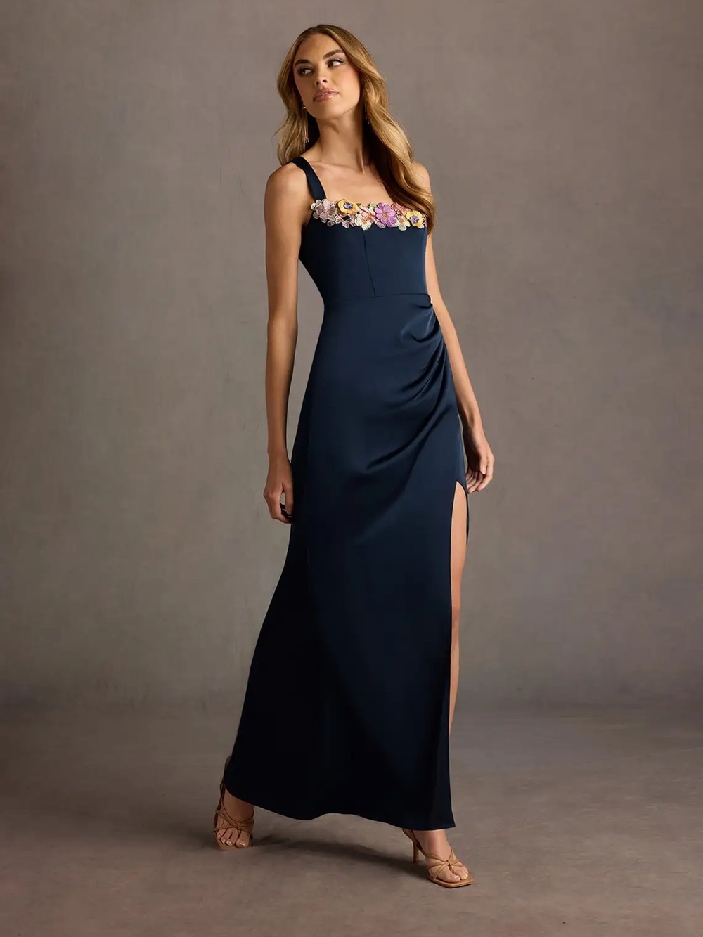 Azazie Viviana Navy Floral Dress